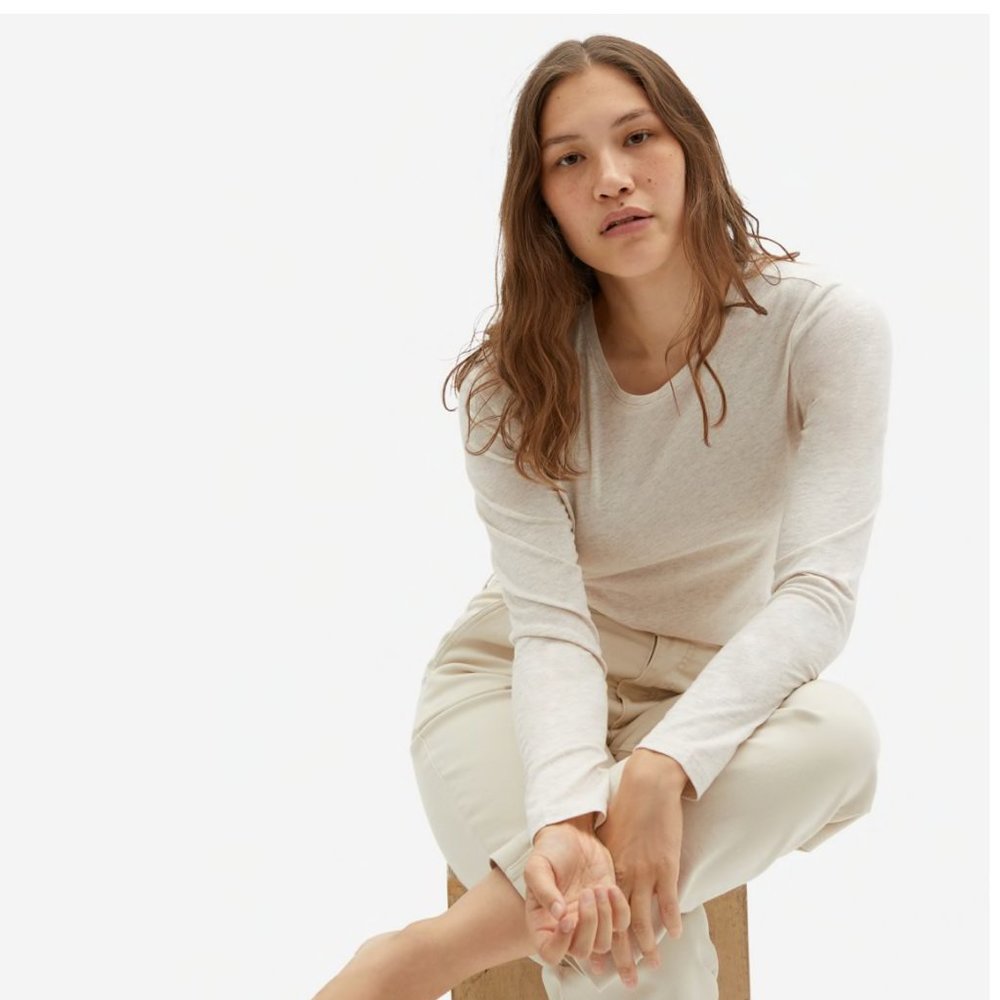 Everlane organic cotton long-sleeve crew size L